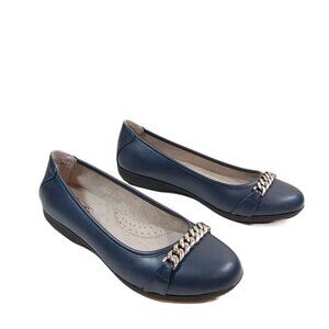 Cliffs By White Mountain Charmed Ballet Flats Womens 8 Navy Blue Comfort Slip On